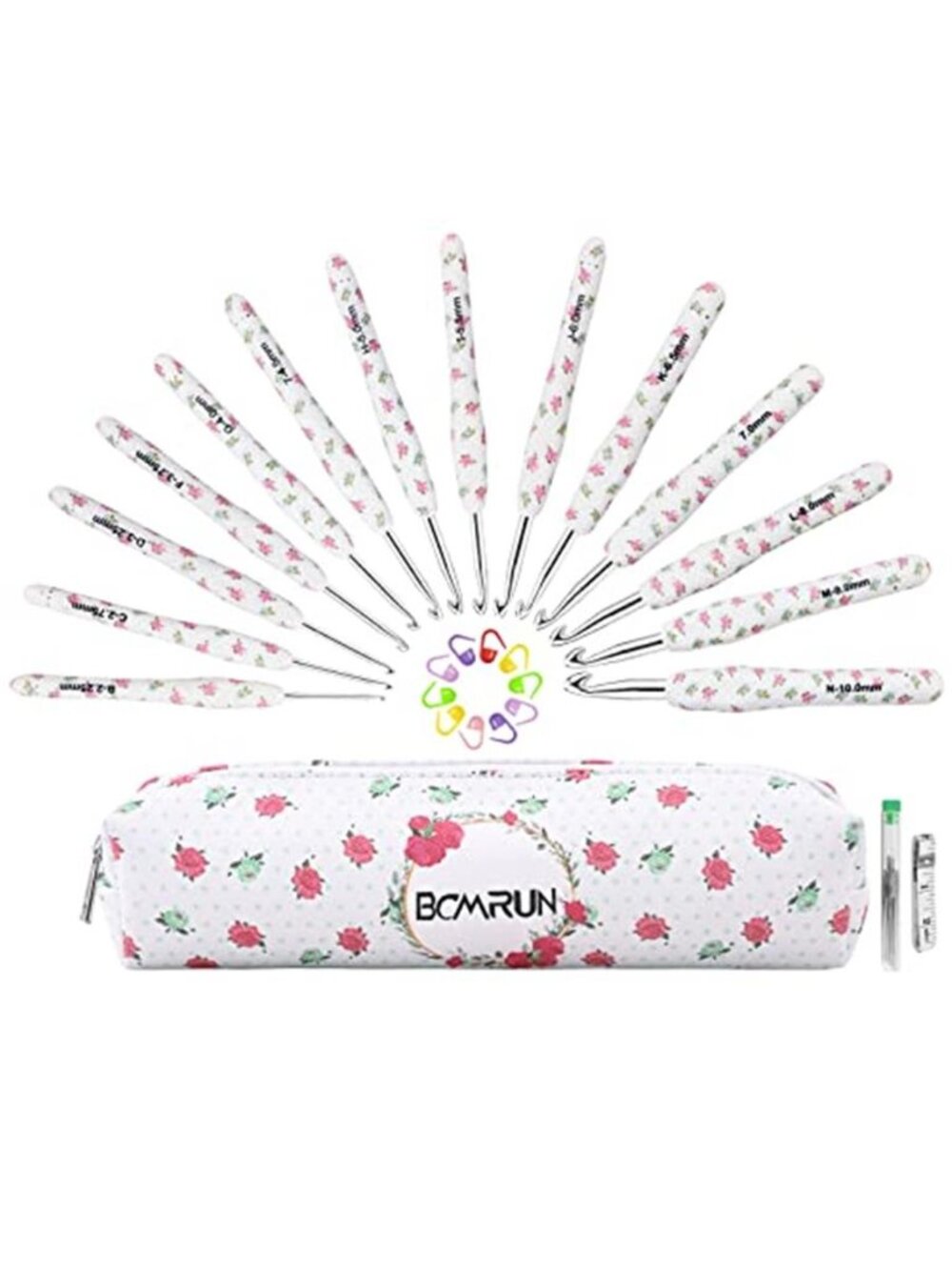 Crochet Hooks Set Ergonomic Aluminum Knitting Needles Kit Stitch Markers Case
